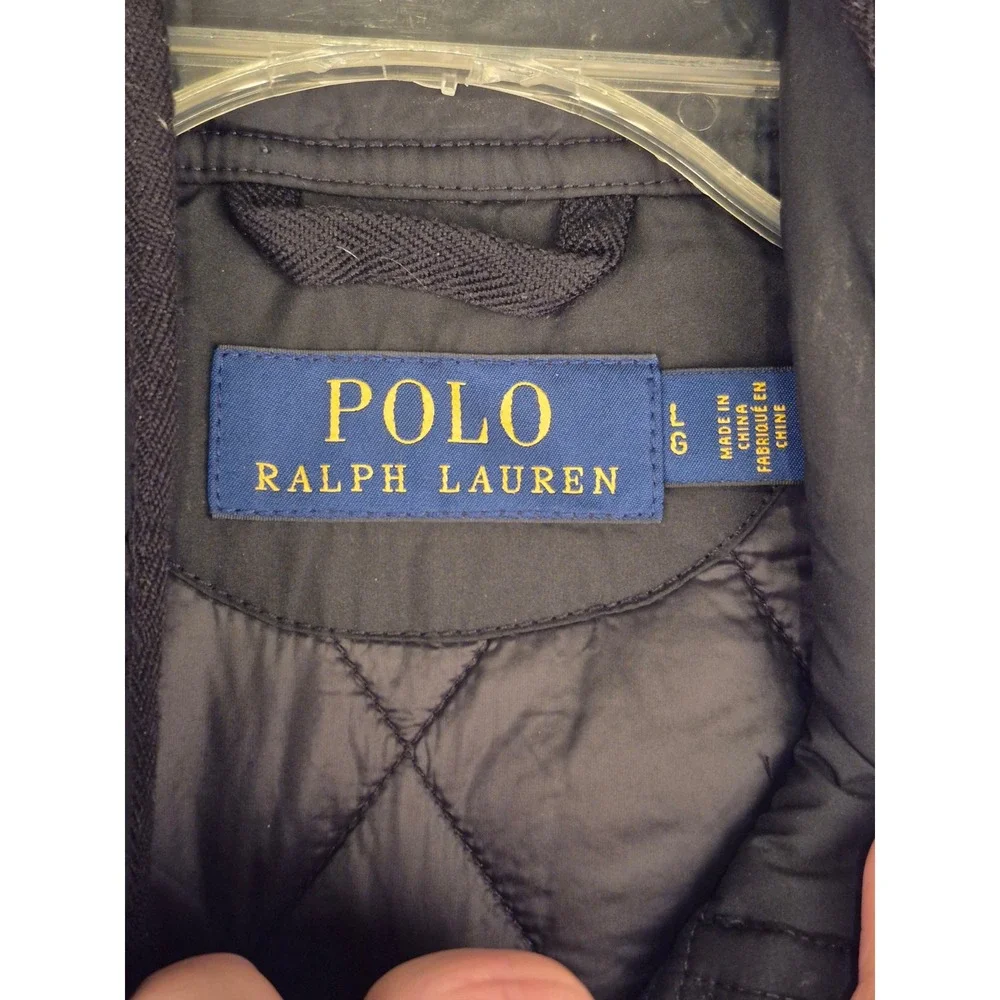 Polo Ralph Lauren Mens Black Diamond Quilted Vest Mock Neck Full Zip Large